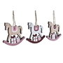 DKD Home Decor Decoración Colgante Navidad Fantasía Rosa Natural MDF 8.2 x 1.5 x 21 cm Set de 3 (2 Unidades)