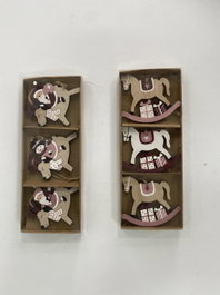 DKD Home Decor Set de 3 Decoraciones Colgantes de MDF en Colores Surtidos