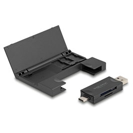 DeLOCK 91014 Lector de tarjetas USB 5 Gbps con interfaz Type-C/Type-A y estuche para tarjetas