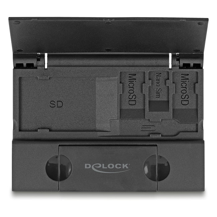 DeLOCK 91014 Lector de tarjetas USB 5 Gbps con interfaz Type-C/Type-A y estuche para tarjetas