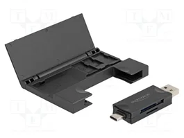 DeLOCK 91014 Lector de tarjetas USB Type-C/Type-A para SD y Micro SD con estuche, Negro