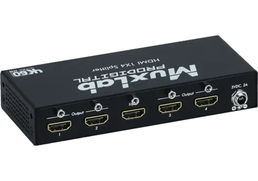 Muxlab Distribuidor HDMI 1x4 4K/60Hz con Alimentación Externa Muxlab Distribuidor HDMI 1x4 4K/60Hz con Alimentación Externa