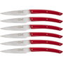 Laguiole Jean Dubost Set de 6 Cuchillos de Mesa, Acrílico Rojo