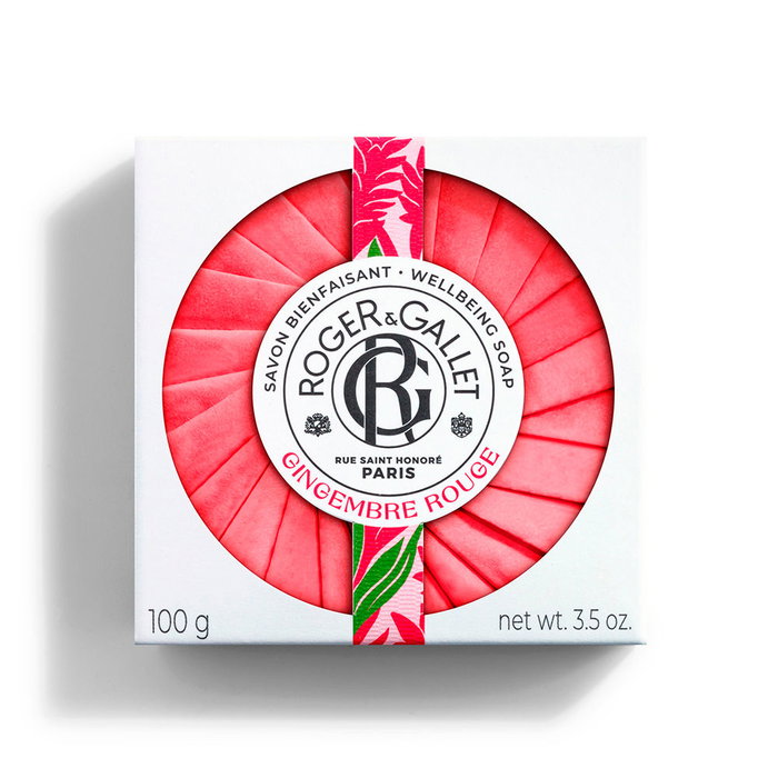Roger & Gallet Jabón Perfumado Gingembre Rouge Fragancia de Pulpa de Higo y Pomelo, 100 g, Pastilla de Baño Icono Pop, desde 1879