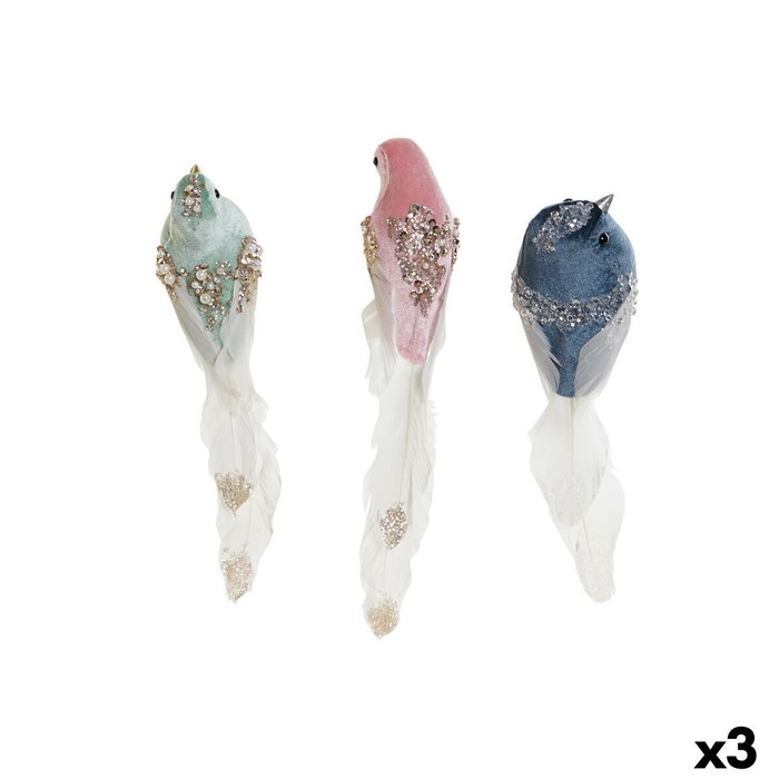 DKD Home Decor Set de 3 Figuras de Pájaro Multicolor en Espuma y Poliéster