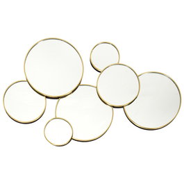 Home Deco Factory Espejo Decorativo Mirage de 7 Círculos, Estructura de Metal Dorado y MDF, 57 x 35 cm
