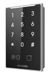 Hikvision Lector de Proximidad para Tarjetas Mifare/Desfire con Teclado, Código QR, Bluetooth, RS-485, Wiegand e IP65
