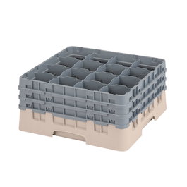 CAMBRO - 16S738-184 - Cesta de lavado 16 comp. 3 alturas - 10,9 cm Ø máx. - alt. máx. 20 cm - 50 x 50 x 22,5 cm - Beige