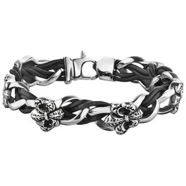 Police S14AGW02B Pulsera para Hombre en Acero y Piel