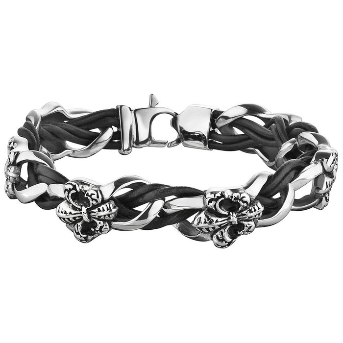 Police S14AGW02B Pulsera para Hombre en Acero y Piel Police S14AGW02B Pulsera para Hombre en Acero y Piel