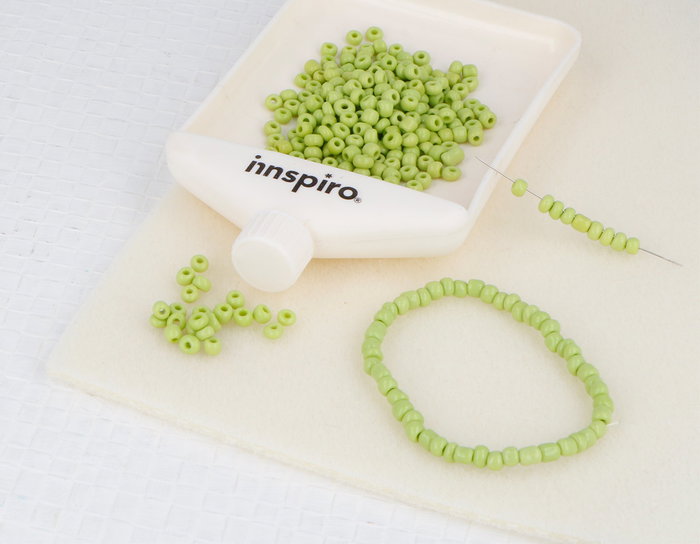 Innspiro Rocalla de Vidrio Redonda Opaco Verde Aguacate 3,8 mm 120g