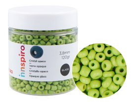 Innspiro Rocalla de Vidrio Redonda Opaco Verde Aguacate 3,8 mm 120g