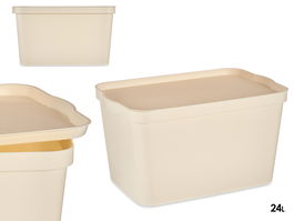 Kipit Caja Plástico con Tapa 24L Crema 29.3x24.5x45 cm (Set de 6)