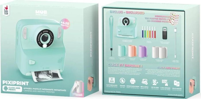 Wondee Cámara de Fotos Instantánea Turquesa con Impresión Rápida y Juegos Incluidos