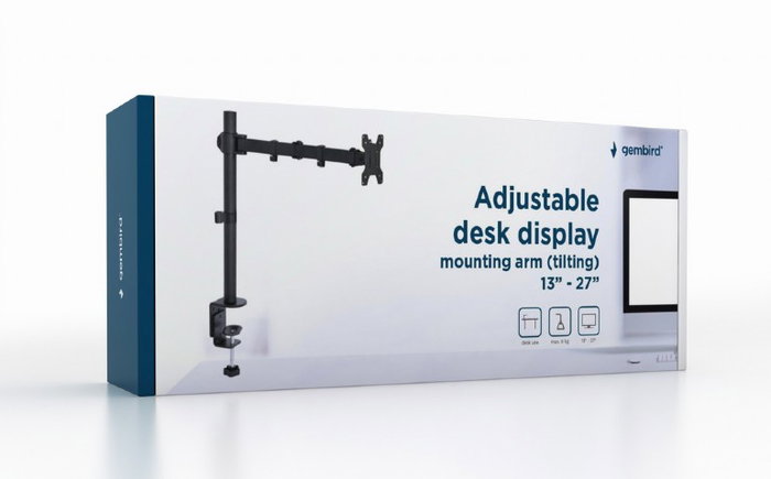 GEMBIRD Soporte de Monitor para PC, Brazos de Escritorio para Pantallas de 13 a 27 Pulgadas con Capacidad de Carga de hasta 8 kg