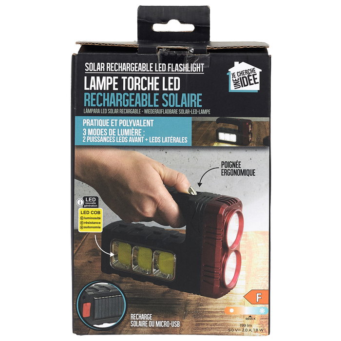 Je cherche une Idee Linterna Led Solar Recargable con 3 Modos de Luz y Batería 1200 mAh
