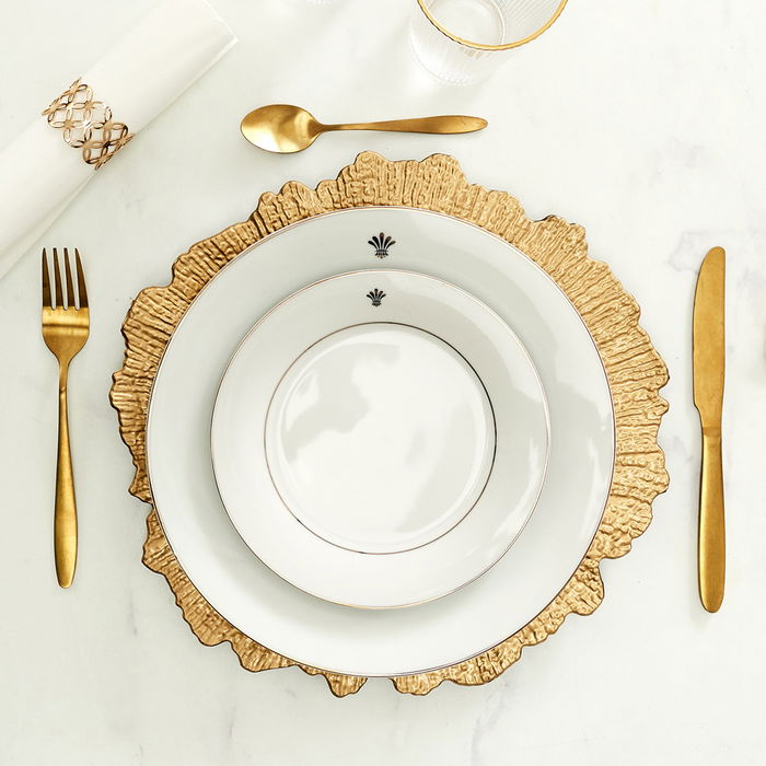 Home Deco Factory Bajoplato Dorado Mirage Diámetro 32 cm Liso Cenefa Radios Irregular Home Deco Factory Bajoplato Dorado Mirage Diámetro 32 cm Liso Cenefa Radios Irregular