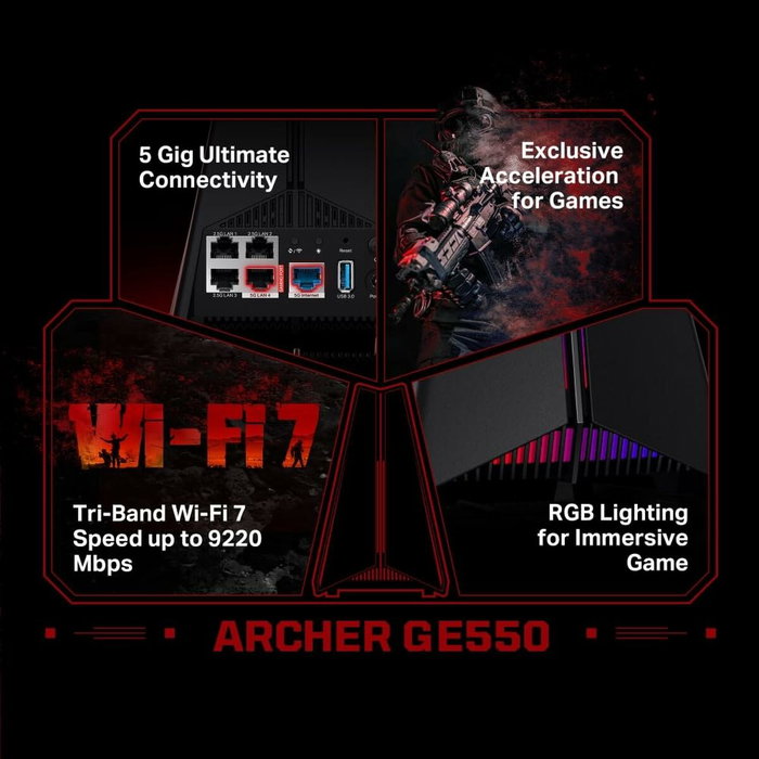 Tp-Link Archer GE550 Router Gaming Wi-Fi 7 Tribanda BE9300 Tp-Link Archer GE550 Router Gaming Wi-Fi 7 Tribanda BE9300
