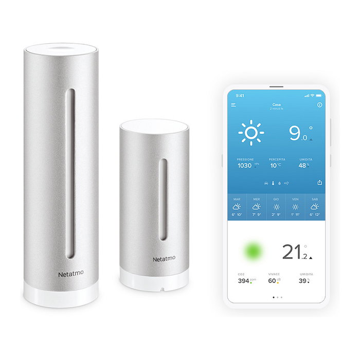 Netatmo Estación Meteorológica Inteligente con Sensor Exterior, Barómetro, Higrómetro y Termómetro Interior/Exterior, WiFi, Alexa, Aluminio