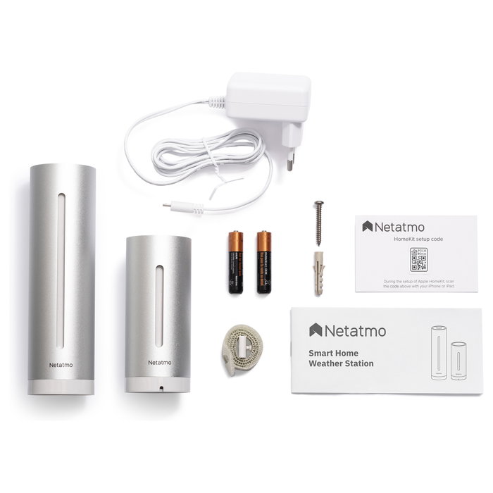 Netatmo Estación Meteorológica Inteligente con Sensor Exterior, Barómetro, Higrómetro y Termómetro Interior/Exterior, WiFi, Alexa, Aluminio