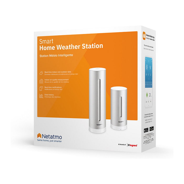 Netatmo Estación Meteorológica Inteligente con Sensor Exterior, Barómetro, Higrómetro y Termómetro Interior/Exterior, WiFi, Alexa, Aluminio
