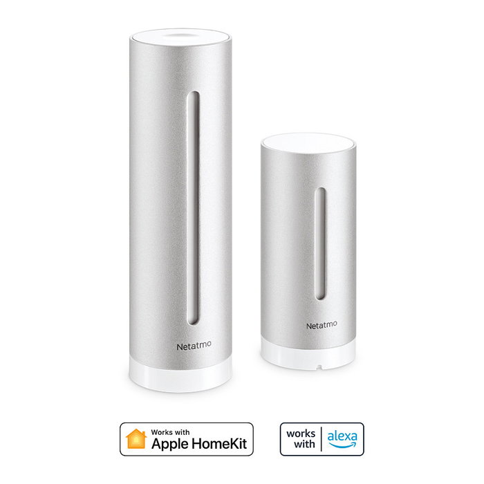 Netatmo Estación Meteorológica Inteligente con Sensor Exterior, Barómetro, Higrómetro y Termómetro Interior/Exterior, WiFi, Alexa, Aluminio