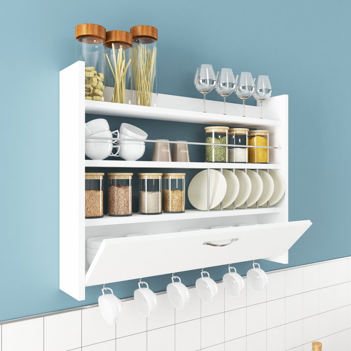 Hanah Home Estantería de Cocina Blanca 85x15x65 cm Grosor 18 mm