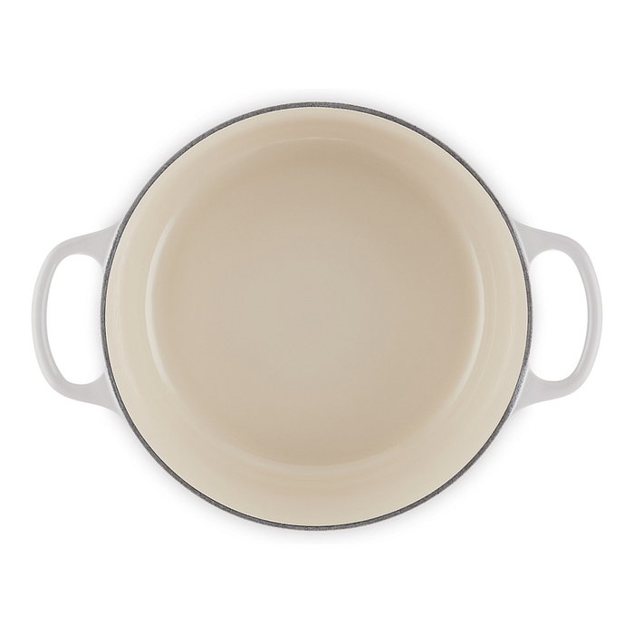 Le Creuset 21177247774430 Signature Gusseisen-Bräter, Sartén Redonda 24cm 4.2L Color Shell Pink, Hierro Fundido, Resistente a 260°C, Incluye Tapa