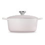 Le Creuset 21177247774430 Signature Gusseisen-Bräter, Sartén Redonda 24cm 4.2L Color Shell Pink, Hierro Fundido, Resistente a 260°C, Incluye Tapa