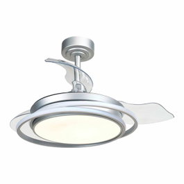 Cristalrecord Antila mini Ventilador de techo LED con aspas retráctiles Plata
