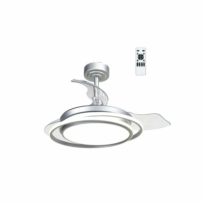 Cristalrecord Antila mini Ventilador de techo LED con aspas retráctiles Plata