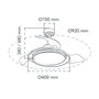 Cristalrecord Antila mini Ventilador de techo LED con aspas retráctiles Plata