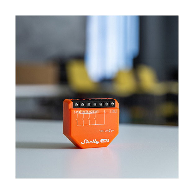 Shelly i4 Gen3 Relé Szenenaktivierer WLAN Bluetooth, 4 Canales, Control Inteligente, Wi-Fi 2.4 GHz, 110-240V