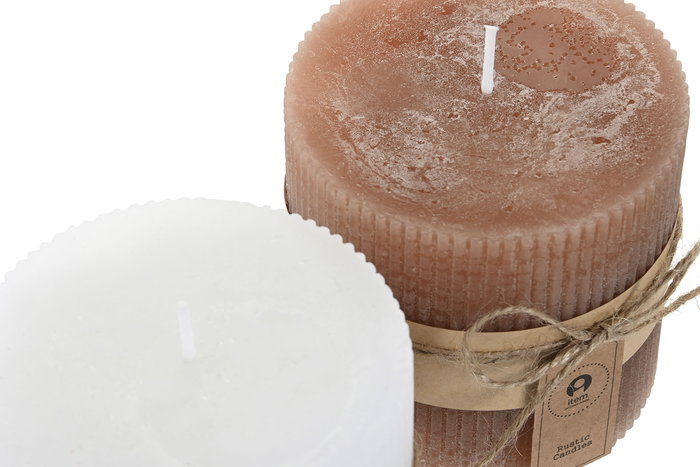 DKD Home Decor Vela Navidad Alpina Blanco Marron 10 x 10 x 10 cm (6 Unidades)