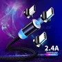 Genérico - Cable de Carga Magnético USB 3 en 1 para Micro USB, USB-C y Lightning - 1 Metro - Alambre Trenzado Nylon - 5V/2.4A - Cabezal Rotatorio 360°