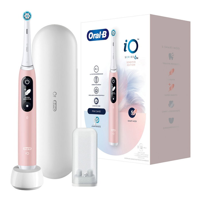 Oral-B iO Series 6 Cepillo dental eléctrico vibratorio con 5 modos (Diario, Encías, Sensible) - Incluye 2 cabezales y estuche de viaje