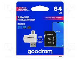 GOODRAM Tarjeta microSDXC 64GB Class 10 UHS I U1 V10