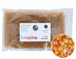 Innspiro Rocalla de Vidrio Redonda Aurora Boreale Oro Viejo 3,8mm 500g