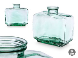 Giftdecor Jarron Vidrio Reciclado Rectangular Transparente 27 cm (Set de 3)
