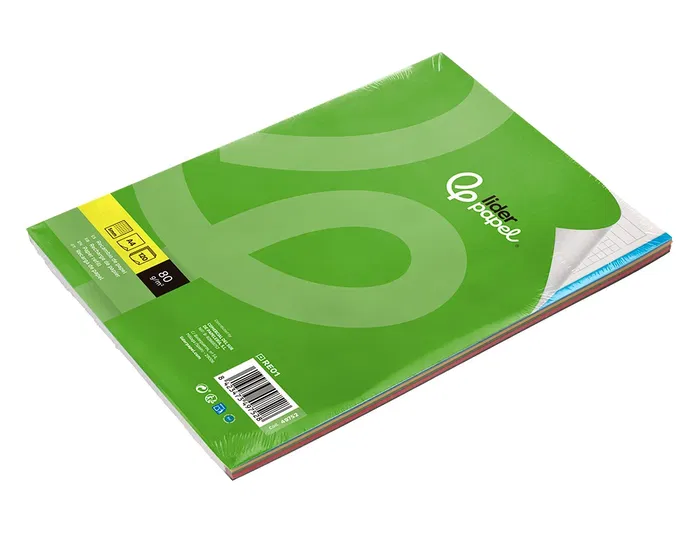 Liderpapel Recambio A4 120 Hojas 80gr Cuadro 5mm Sin Margen 4 Taladros Bandas de 5 Colores