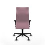 Sillón Albacete con mecanismo Sincro tapizada con Tela color Rosa. Equipado con Base nailon negra, Brazos 1D y Ruedas 65 mm parqué