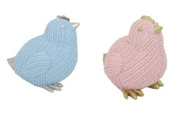 DKD Home Decor Figura de Resina Pajarito Surtido de 2 en Azul Celeste y Rosa Palo