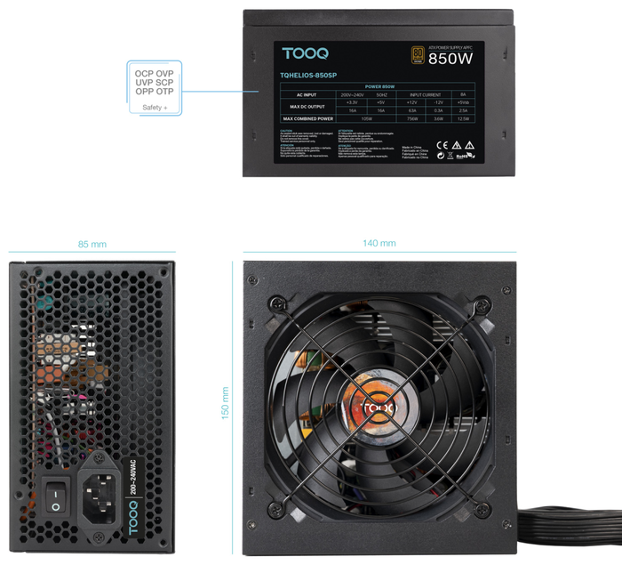 TOOQ TQHELIOS-850SP 850W 80 PLUS Bronze ATX