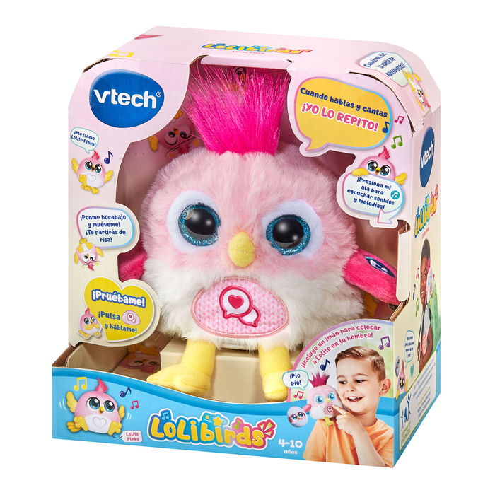 V-Tech Lolito Pinky 80-571957 Peluche Interactivo con Voz y Grabadora para Hombro en Color Rosa