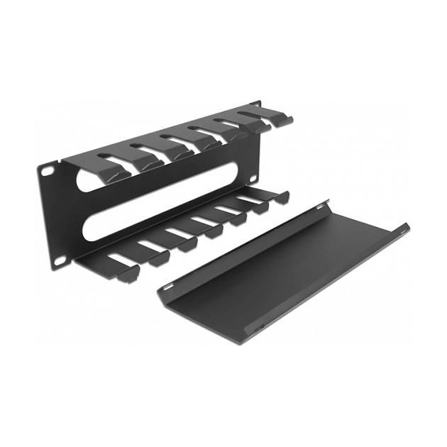 DeLOCK Panel de gestión de cables de 10 pulgadas con 2 aberturas, 1U, Negro DeLOCK Panel de gestión de cables de 10 pulgadas con 2 aberturas, 1U, Negro