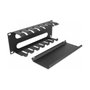 DeLOCK Panel de gestión de cables de 10 pulgadas con 2 aberturas, 1U, Negro