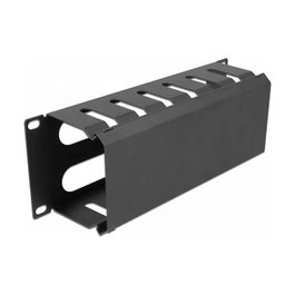 DeLOCK Panel de gestión de cables de 10 pulgadas con 2 aberturas, 1U, Negro