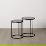 S/2 Mesitas Negro Metal-Cristal 46 X 46 X 60 cm
