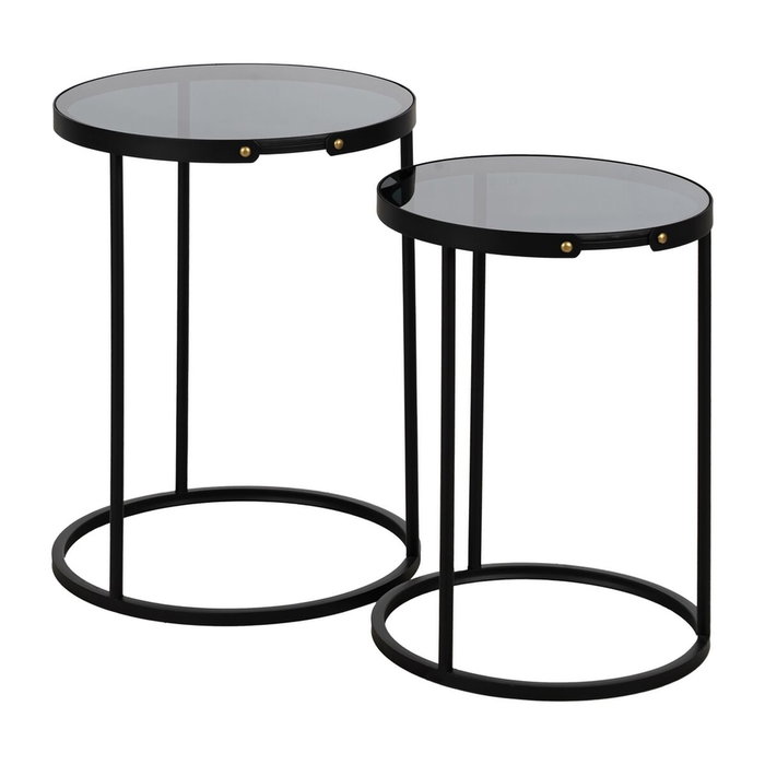 Ixia Juego de 2 Mesitas Negro Metal-Cristal Ixia Juego de 2 Mesitas Negro Metal-Cristal