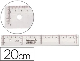 Liderpapel Regla de plástico transparente 20 cm